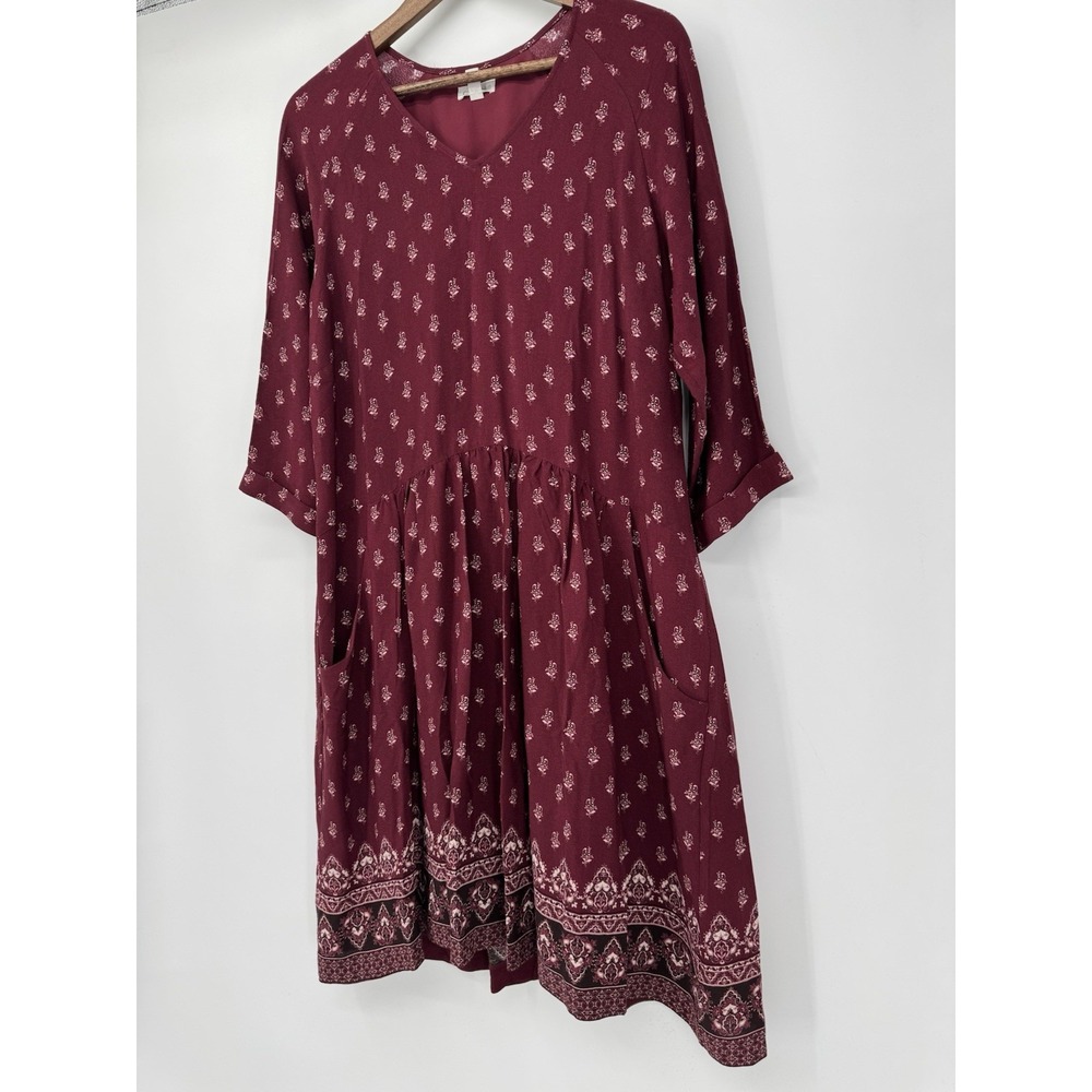 Garnet Hill Trapeze Peasant Swing Dress Boho‎ Cottagecore 3/4 Sleeve - Picture 3 of 10